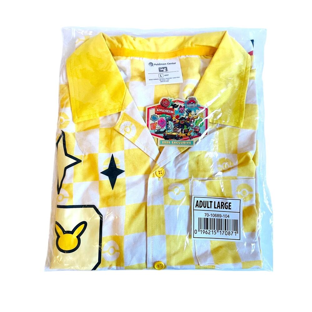 Pokemon World Championships 2025 Anaheim Button-up Shirt | Adult X-Large Yellow